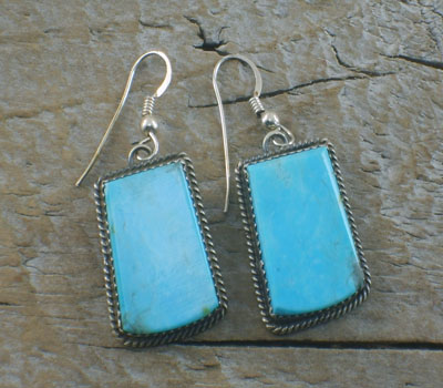 Native American Earrings Turquoise Kingman Dangle